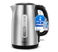 Midea Hervidor de Agua Eléctrico 1,7L, Acero Inoxidable Kettle Libre de BPA con Base 360°, 2200 W, Indicador del Nivel de Agua, indicador LED y Protección Contra