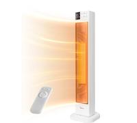 Midea NTH20-22GR(WH) Ventilador calefactor silencioso de bajo consumo con mando a distancia, PTC 2000 W ventilador calefactor cerámico con termostato, 2 ajustes de calor, temporizador 24H, modo Eco