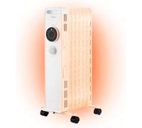 MIDEA Radiador Eléctrico de Aceite 1500W - Calefacción Eléctrica Bajo Consumo de 7 Elementos - 3 Niveles de Potencia, Termostato Ajustable - Calentador con Protección de Sobrecalentamiento y Ruedas