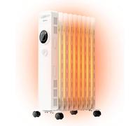 MIDEA Radiador Eléctrico de Aceite 2000W - Calefacción Eléctrica Bajo Consumo de 9 Elementos - 3 Niveles de Potencia, Termostato Ajustable - Calentador con Protección de Sobrecalentamiento y Ruedas
