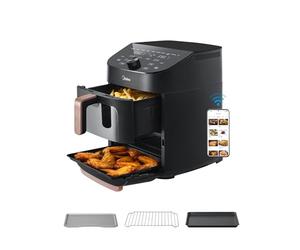 Midea Smart Freidora de Aire Double Stack 11L, Doble Cesta Vertical, Compatible inteligente WiFi y Alexa, Diseño para Ahorrar Más Espacio, 8 Programas Automáticos para 3-8 personas, 2400W