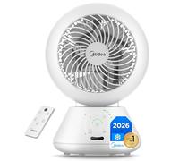 Midea Ventilador de Mesa Silencioso de 5 Velocidades con Mando a Distancia - Ventilador Pequeño Portatil con Oscilación Automática 120º + 105º, Temporizador de 15 horas - Alcance de hasta 15 metros