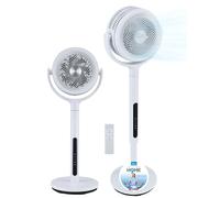 Midea Ventilador de Pie de 12 Velocidades con Mando a Distancia - Ventilador Silencioso con Oscilación 120º + 135º y Altura Regulable - Temporizador, Filtro, Doble Aspa, y 3 Modos - Alcance hasta 24 m
