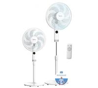 MIDEA Ventilador de Pie de 3 Velocidades con Control Remoto - Ventilador Silencioso con Oscilación 90º - Ventiladores de Pie con Temporizador, Panel LED, Potente Motor y Altura Ajustable - Fan