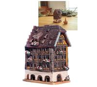 Midene Arte de cerámica cono incienso titular habitación decoración artesanal colección miniatura Kammerzell casa en Strssbourg, Alsacia, Francia R263