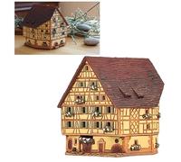 Midene Casa de luz de aroma de cerámica, hecha a mano, miniatura artística, Casa histórica antigua en Riquewihre, Alsacia, Francia, B274AR