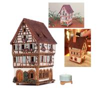 Midene Ceramic Village Houses Collection - Miniatura coleccionable hecha a mano de la casa original en Colmar, Francia, portavelas de té, quemador de aceite esencial A252AR