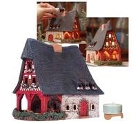 Midene Colección de casas y pueblos de cerámica - Miniatura coleccionable de pueblo navideño hecho a mano de la histórica antigua herrería en Rothenburg, Alemania - Portavelas de té quemador de aceite