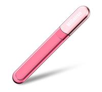 MiDenso Lima de uñas de cristal especial de alta calidad con funda, lima de ambas caras, lima de uñas Crystal Beauty, parte superior de brillo de uñas, oro rosa