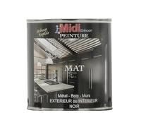 Midi Decor - Pintura acrílica negra para metal, madera, mampostería y hormigón para exteriores e interiores, secado rápido, 1 L, 12 m²