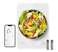 MidingChai Báscula Digital de Cocina, 10kg Balanza de Alimentos con App Inteligente, Calculadora Nutricional, Display de Calorías, Vidrio Templado Impermeable, para Pérdida de Peso y Fitness (Blanco)