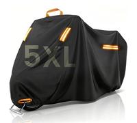 MidingChai Funda para Moto Exterior Impermeable 5XL, 420D Funda Extragrande | 325×120×150 cm, Orificio para cadena antirrobo, Protección contra polvo, lluvia, nieve y rayos UV, tiras reflectantes