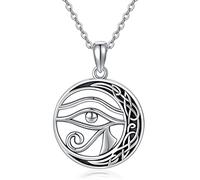 Midir&Etain Collar con colgante de ojo de Horus de plata de ley 925 con colgante de ojo de Horus, amuleto egipcio religioso, joya regalo para hombre y mujer