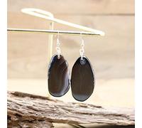 MIDJ Pendientes Mujer Largos, Pendientes De Gancho con Pendiente Colgante De Plata Negra Boho Reiki Pendientes Colgantes Irregulares De Piedra En Bruto para Damas Niñas Joyas De Piedras