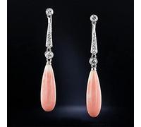 Pendientes Mujer, Pendientes Colgantes De Gota De Lluvia para Mujer, Aretes Boho Chakra, Piedra De Color Coral, Pendientes Colgantes para Damas, Boda, Joyería Étnica