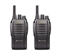 Midland - 2 Radioaficionados, Walkie Talkie Profesional BR02 Pro Z con Auriculares con Cable, 32 Canales PMR446, Pilas Recargables, Función SCAN, Clip para Cintura, Comunicación Fluida para Negocios