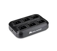 Midland - Cargador Múltiple 6 Posiciones Multi CA PB G15 PRO para Walkie Talkie, Compatible con G15 PRO, G18 y ARCTIC, Carga Simultánea 6 Radios, Adaptador Pared y Cable para Conectar 2 Cargadores