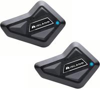 Midland - Intercomunicador Casco Moto Pareja BT Mini Twin, Auriculares Moto Inalámbricos Bluetooth Waterproof, Alcance 500m, Batería 8H, Cancelación Ruido, Music Share, Aprobado ECE2206, 4 Personas