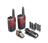 Midland - Kit Emergencia EK30, 2 Walkie Talkie PMR446 XT30 Alcance 6Km Sin Licencia, Linterna Led Regulable, Silbato Supervivencia con Brújula y Termómetro, 2 Juegos de Baterías Recargables AAA