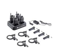 Midland - Kit Walkie Talkie Profesional Largo Alcance BR02 Pro Z C1524.01, 4 Emisoras Radioaficionados, 4 Auriculares MA-21LKI y 4 Clips para Cinturón, 32 Canales PMR446, Pilas Recargables 2000mAh
