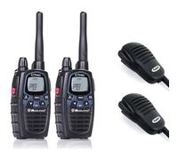 Midland Pack 2 Midland G7 Pro + 2 micros de solapa PTT Pack de 2 walkie-talkies de doble banda LPD + PMR446 y 2 micrófonos remotos ¡para una comunicación 100%