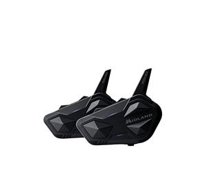 Midland Rush RCF Twin C1527.01, Intercomunicador Bluetooth Doble Mesh para Moto, Auriculares para Casco IPX6 Waterproof, Supresión de Ruido, 10 Personas, Alcance 3.5 Km, Batería 23h, Radio FM