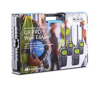 Midland - Walkie Talkie Profesional Largo Alcance 10 km G9 Pro Work Edition 101 Canales (36 PMR446/69 LPD), 4 Piezas, Radioaficionados sin Licencia, IPX4 Impermeable, Autonomía 18H, Pilas y Accesorios
