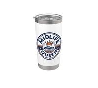 Midlife Queen Est 2026 Cotización Coche Mujeres Crisis Humor Divertido Vaso térmico de acero inoxidable de doble pared
