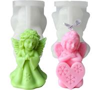 Midnadiy 3D Angel Candle Mold, 2 Pcs Angel Silicone Candle Molds for Candle Making, DIY Handmade Soaps, Resin Crafts, Easter Gift, Mother's Day Gift, Home Decor