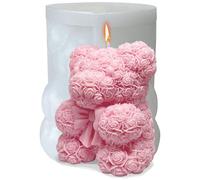 Midnadiy 3D moldes de silicona de oso, molde de vela de oso rosa, molde de silicona de vela de oso flor, moldes de fundición, moldes de velas DIY para jabones caseros, regalos de (pequeño)