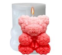 Midnadiy 3D moldes de silicona de oso, molde de vela de oso rosa, molde de silicona de vela de oso flor, moldes de fundición, moldes de velas DIY para jabones caseros, regalos San Valentín（XL）