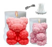 Midnadiy 3D moldes de silicona oso, rosa oso molde de la vela, la flor del oso molde de silicona vela, moldes de fundición, DIY moldes de velas para jabones caseros, regalos(S+M)