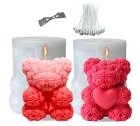 Midnadiy 3D moldes de silicona oso, rosa oso molde de la vela, la flor del oso molde de silicona vela, moldes de fundición, DIY moldes de velas para jabones caseros, regalos