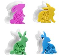 Midnadiy Moldes de silicona para pascua, 4 unidades, molde de silicona para conejo, 3D de conejo, molde de fundición de Pascua, molde de silicona para yeso, velas de cera de soja, regalos de Pascua