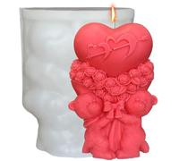 Midnadiy Moldes de silicona para velas, diseño de oso de amor en 3D, forma de oso de peluche, molde de silicona para hacer jabones caseros, regalos para el día de San Valentín
