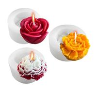 Midnadiy moule à fleurs en silicone 3 pièces, moules en silicone souple Les moules à fleurs sont faciles à démouler, parfaits pour fabriquer des bougies parfumées faites à la main