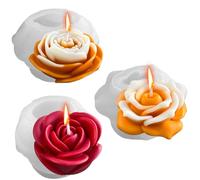 Midnadiy moule à fleurs en silicone 3 pièces, moules en silicone souple Les moules à fleurs sont faciles à démouler, parfaits pour fabriquer des bougies parfumées faites à la main