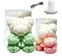 Midnadiy Silicone Mould Mini Bear, 2 Pcs Ice Bear Silicone Mold, 3D Candle Molds for Candles, Soaps, Chocolates, Baked Goods, Gifts