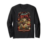 Midnight Bite Diner Spooky Skeleton Chef Gráfico Manga Larga