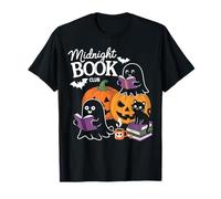 Midnight Book Club Ghosts Pumpkins Bats Cat Camiseta