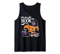 Midnight Book Club Ghosts Pumpkins Bats Cat Camiseta sin Mangas