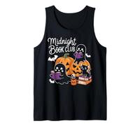 Midnight Book Club Ghosts Pumpkins Bats Cat Camiseta sin Mangas