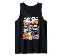 Midnight Book Club Ghosts Pumpkins Bats Cat Camiseta sin Mangas