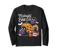 Midnight Book Club Ghosts Pumpkins Bats Cat Manga Larga
