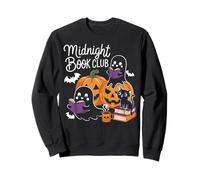 Midnight Book Club Ghosts Pumpkins Bats Cat Sudadera