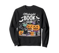 Midnight Book Club Ghosts Pumpkins Bats Cat Sudadera