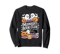 Midnight Book Club Ghosts Pumpkins Bats Cat Sudadera