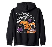 Midnight Book Club Ghosts Pumpkins Bats Cat Sudadera con Capucha
