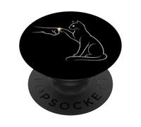 Midnight Cat Touch Magical Bond Line Art Cat Silhouette PopSockets PopGrip Adhesivo