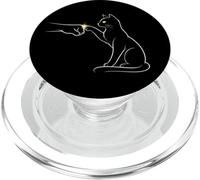 Midnight Cat Touch Magical Bond Line Art Cat Silhouette PopSockets PopGrip para MagSafe